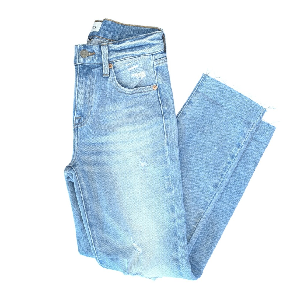 Pistola Revolve Jeans High Rise Light Wash Distressed Straight Leg Women's Sz 25 - Picture 9 of 12